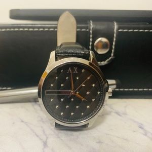 Armani Exchange Women’s black diamond stud watch